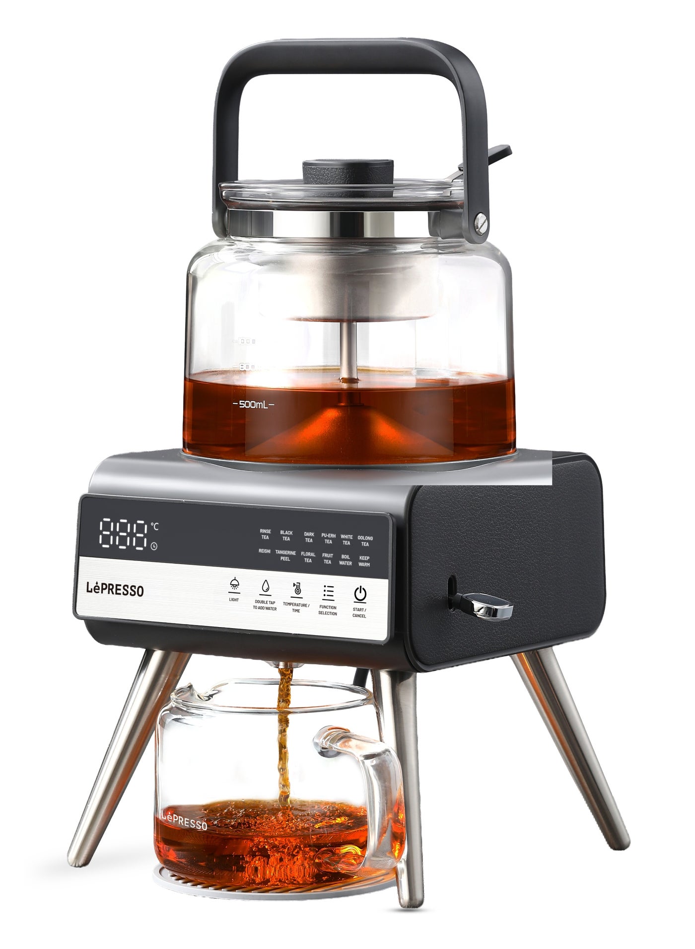 Compare Brewify Smart Tea Brewer  1000ml Capacity & 1000W Power  Fountain Heating Technology  Custom Temperature & Timer Adjustment  Premium Titanium Body  KeepWarm Function  Black at KSA Price