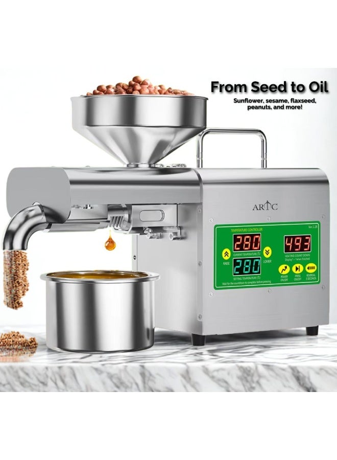 Compare ARTC 800W Stainless Steel Electric Oil Press Machine with Digital Display & 3Pin Plug, Cold & Hot Oil Extractor, Automatic Oil Expeller for Seeds, Nuts, Grains & Olives – Compact Oil Maker for Home Use, Spice Shops, Dry Fruit Stores, Restaurants, Sm at KSA Price