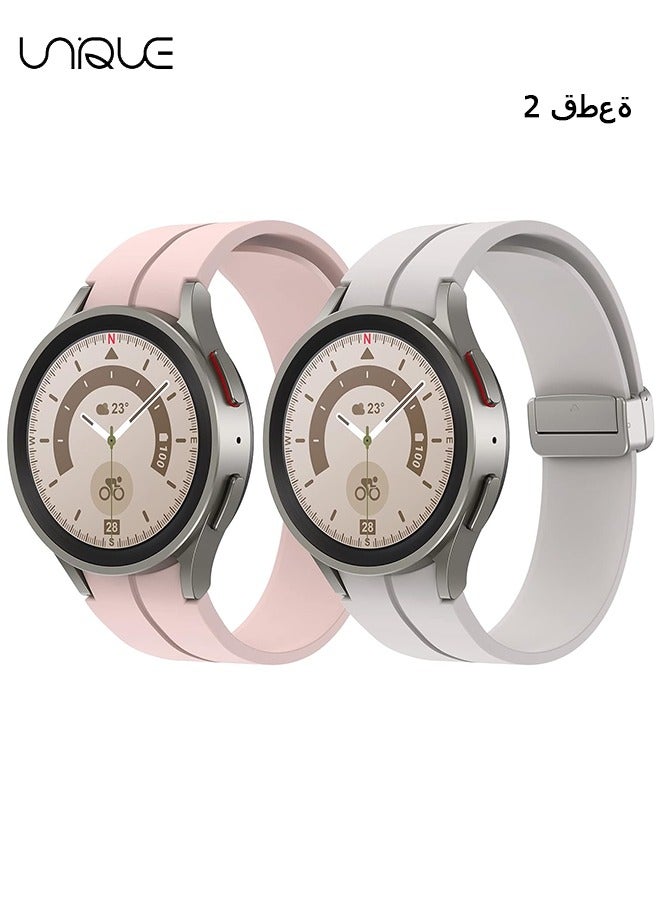 Compare 2 Pack Band Compatible with Samsung  Galaxy Watch 5 Pro 45mm Galaxy Watch 5 40mm 44mm Watch 4 40mm 44mm Watch 4 Classic 42mm 46mm, 20mm, No Gap Silicone Replacement Strap with Colorful Buckle at KSA Price