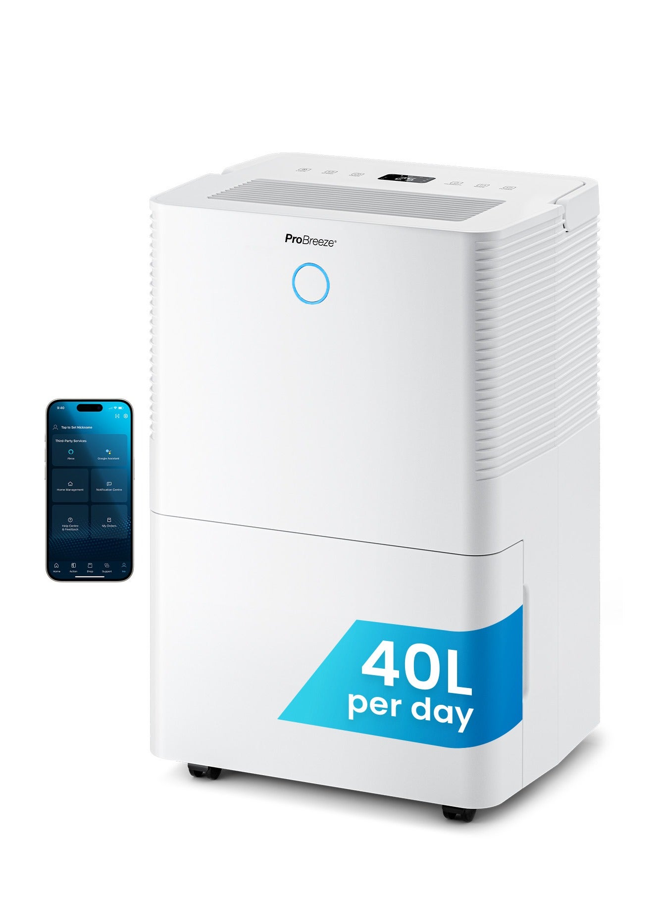 Compare 40L OmniDry WiFi Dehumidifier with Automatic Humidity Sensor and Display, 24Hr Timer, Laundry Drying, Continuous Drainage with Smart App at KSA Price