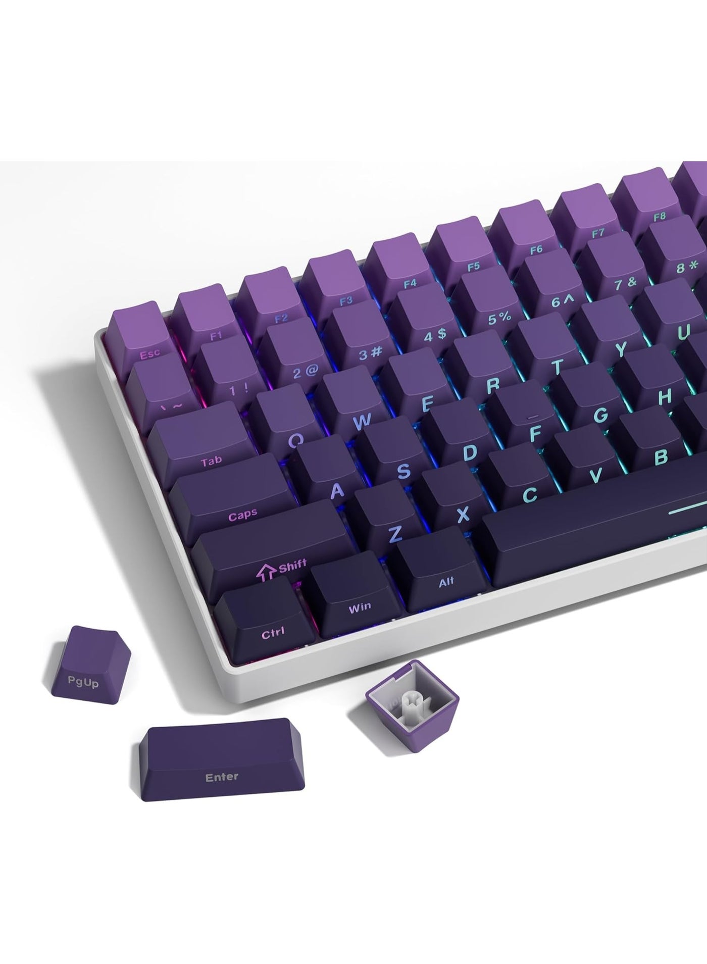 Compare PBT Keycaps  Keys Gradient Purple Keycaps, Side Print Keycaps, Shine Through Keycaps, PBT Double Shot Custom Keycap Set OEM Profile Keyboard Keycaps for Cherry Gateron MX Switches Keyboard at KSA Price