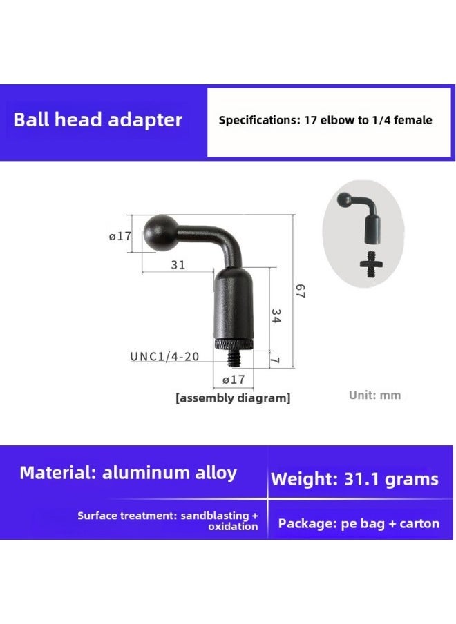 Compare 13 15172025 Aluminum Alloy 14 Screw Ball Head Mobile Phone Bracket Modified Live Photography Bracket AccessoriesColor:17 Elbow To 14 Male at KSA Price