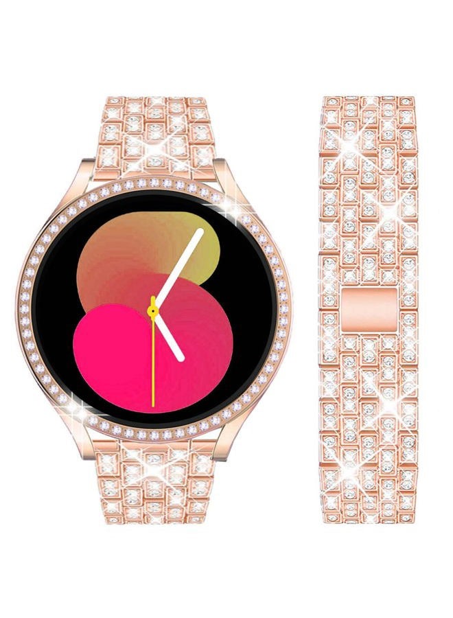 Compare Bands Compatible with Samsung Galaxy Watch FE  54 40mm, 20mm Bling Rhinestone Diamond Metal Strap with Protective Case Replacement Bracelet and Watch Cover for Women Men 40mm, Rose gold at KSA Price