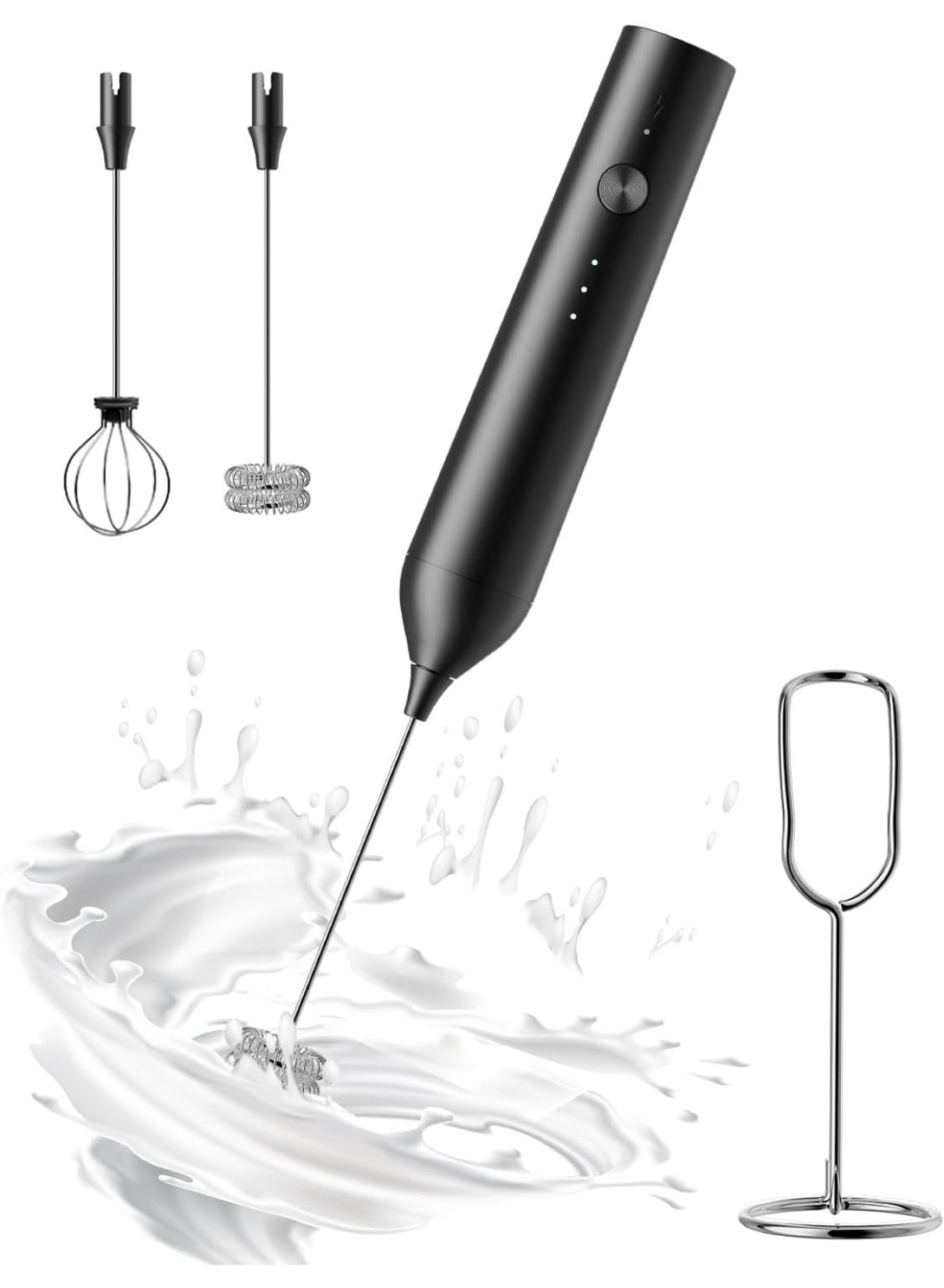 Compare Handheld Milk Frother Wand for Coffee Rechargeable Electric Whisk with 2 Heads 3 Speeds Drink Mixer Coffee Frother For Latte Cappuccino Hot Chocolate Egg at KSA Price