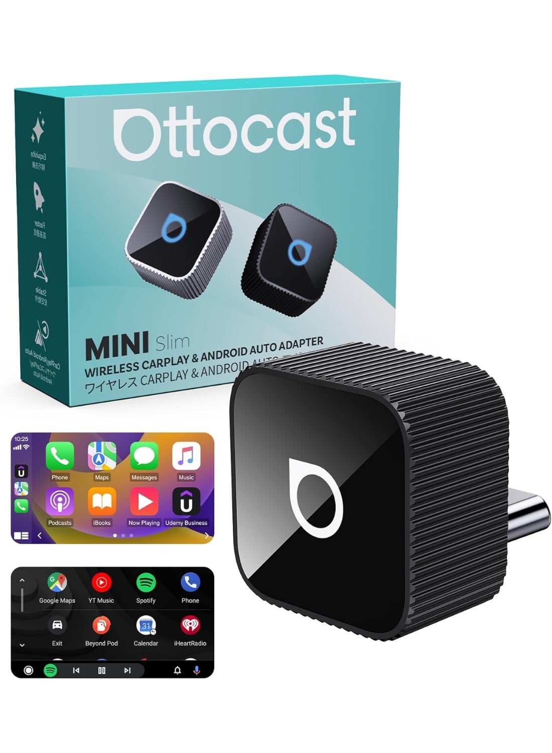 Compare OTTOCAST Mini 3.0 Wireless CarPlay Adapter & Android Auto Wireless Adapter 2025 – Plug & Play USB Dongle for iPhone & Android, 5.8GHz WiFi + Bluetooth 5.0, AutoReconnect, HiFi Audio, Voice Control & Steering Wheel Button Support, Compact Mini Cube Design, Compatible with 1000+ Cars 2016+ with OEM Wired CarPlayAndroid Auto, iOS 10+ & Android 11+, Family & Rideshare Ready, FutureProof Updates, Wireless Car Play Dongle for Navigation, Music, Calls & Messages at KSA Price