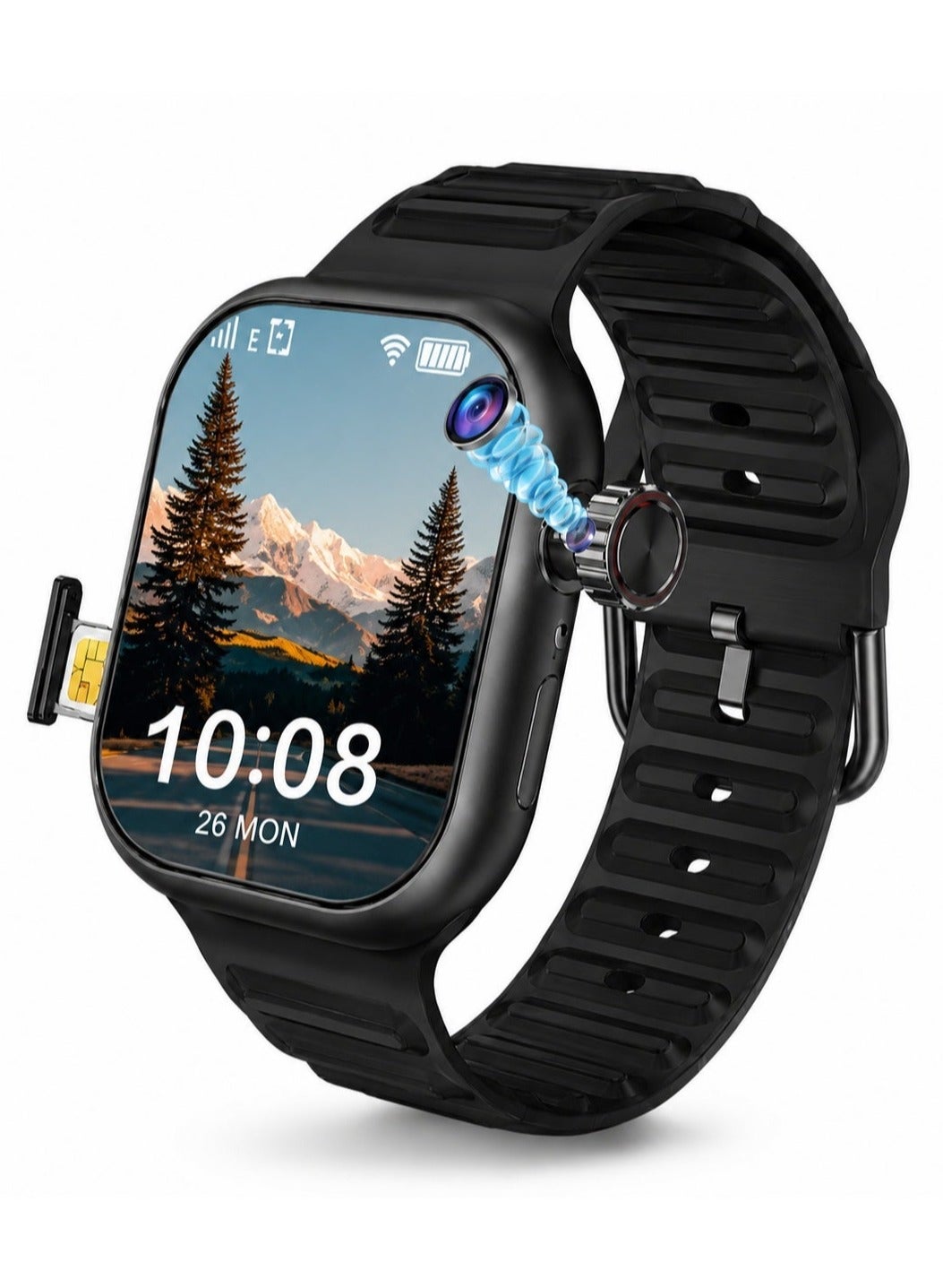Compare C95 5G Smartwatch 2.2 Inch HD Large Touchscreen 360° Rotating Camera SIM Card Support GPS Positioning 800mAh Battery WiFi Bluetooth with 2 Watch Straps Digital Smart Watch at KSA Price