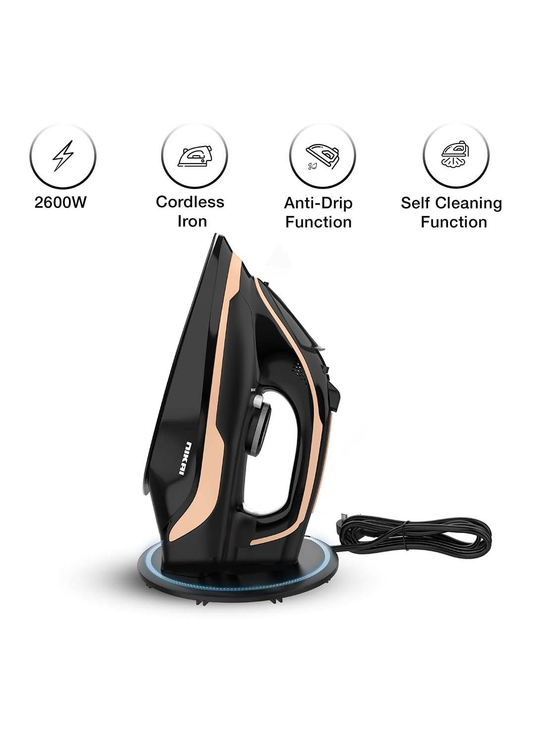Cordless Steam Iron, Non-Stick Soleplate, Vertical…