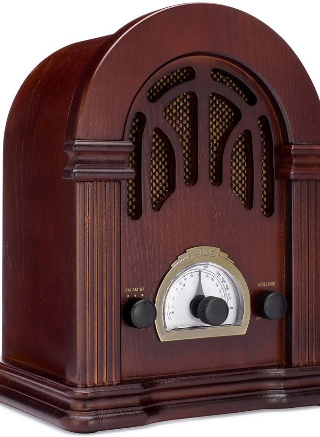 Retro AM/FM Radio with Bluetooth - Classic Wooden…