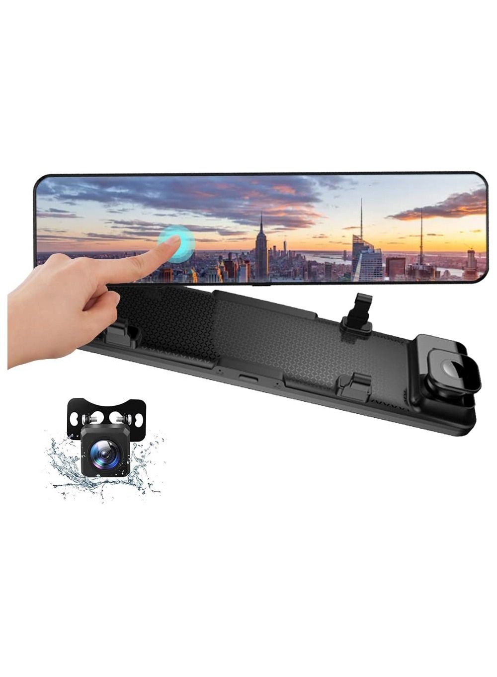 Mirror Dash Cam 12 INCH, Backup Camera for…