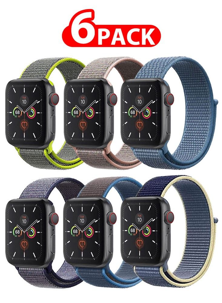 Compare 6 Pack For Apple Watch 41mm 40mm 38mm Nylon Sport Loop Band Compatible With iWatch Series 7 SE 6 5 4 3 2 1 Men Women Braided Stretchy Nylon Loop Bands at KSA Price