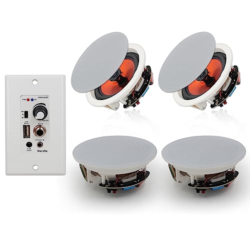 Compare Herdio 65 Bluetooth in Wall in Ceiling Speakers 600W 2Way Flush Mount Speakers System with Wall Amplifier Receiver for Home Theater Office 2Pairs PaintableGrille at KSA Price