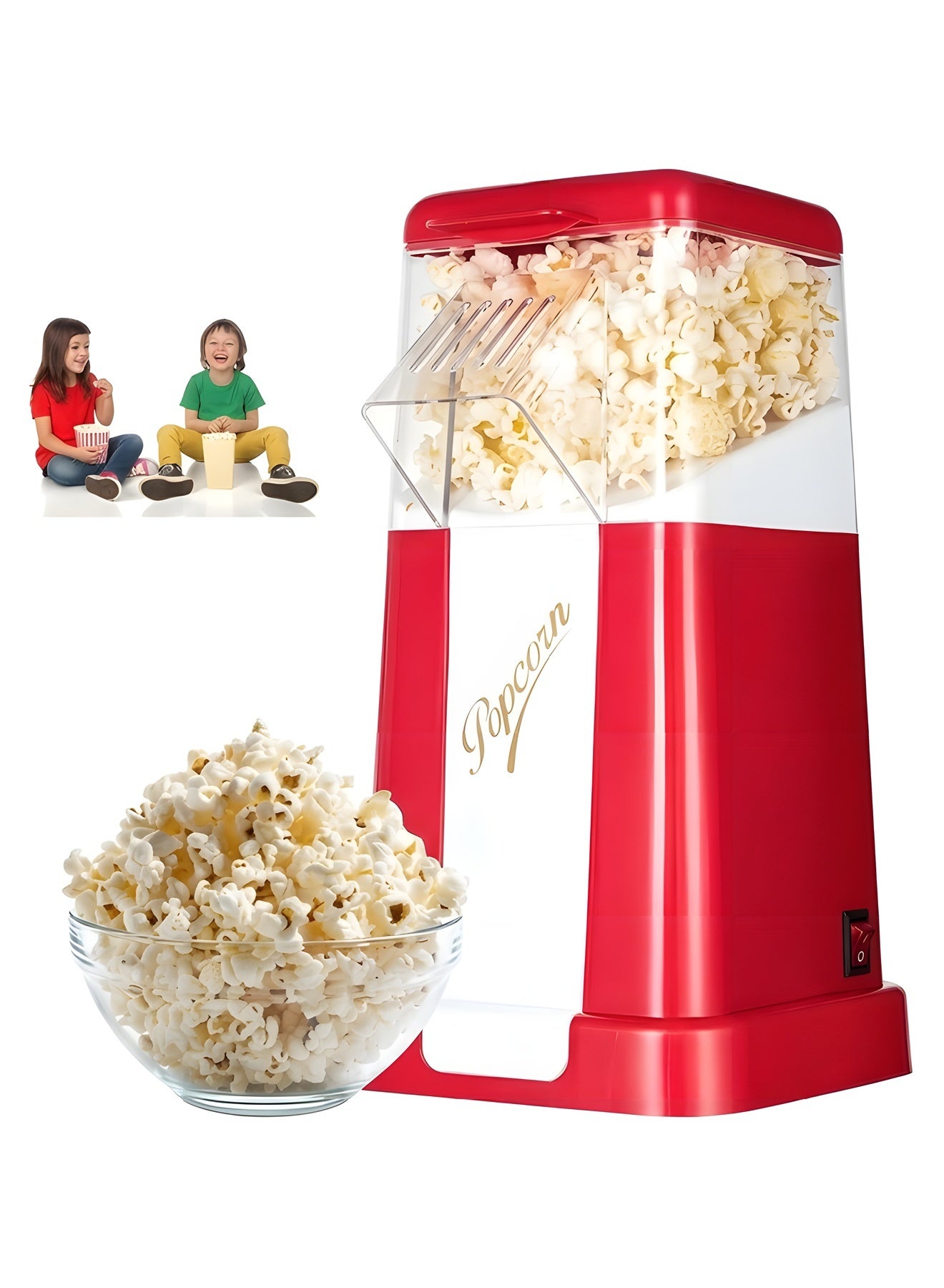 Compare Popcorn Popper, Hot Air Popcorn Maker Machine with Measuring Lid Automatic Mini Healthy OilFree Popcorn Making Machine, 50g Grain Capacity 3Mins Ready Food for Movie Nights Home Cinema Party Birthday at KSA Price