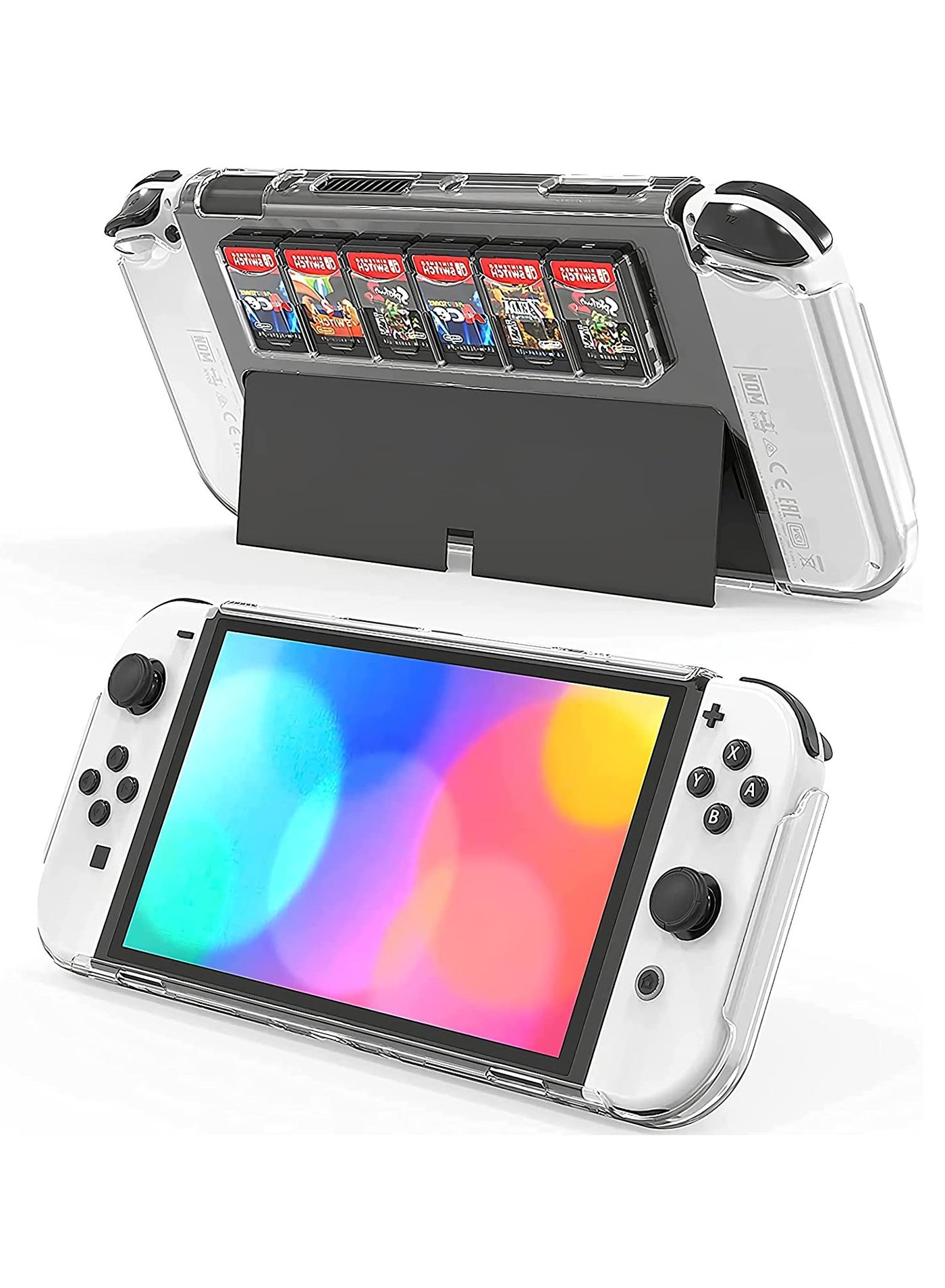 Compare Protective Case for Switch OLED Model with Game Card Storage, Hard Plastic PC Cover for Nintendo Switch OLED Model Joycon Controller, Shockproof Protector with NS OLED Model Transparent at KSA Price