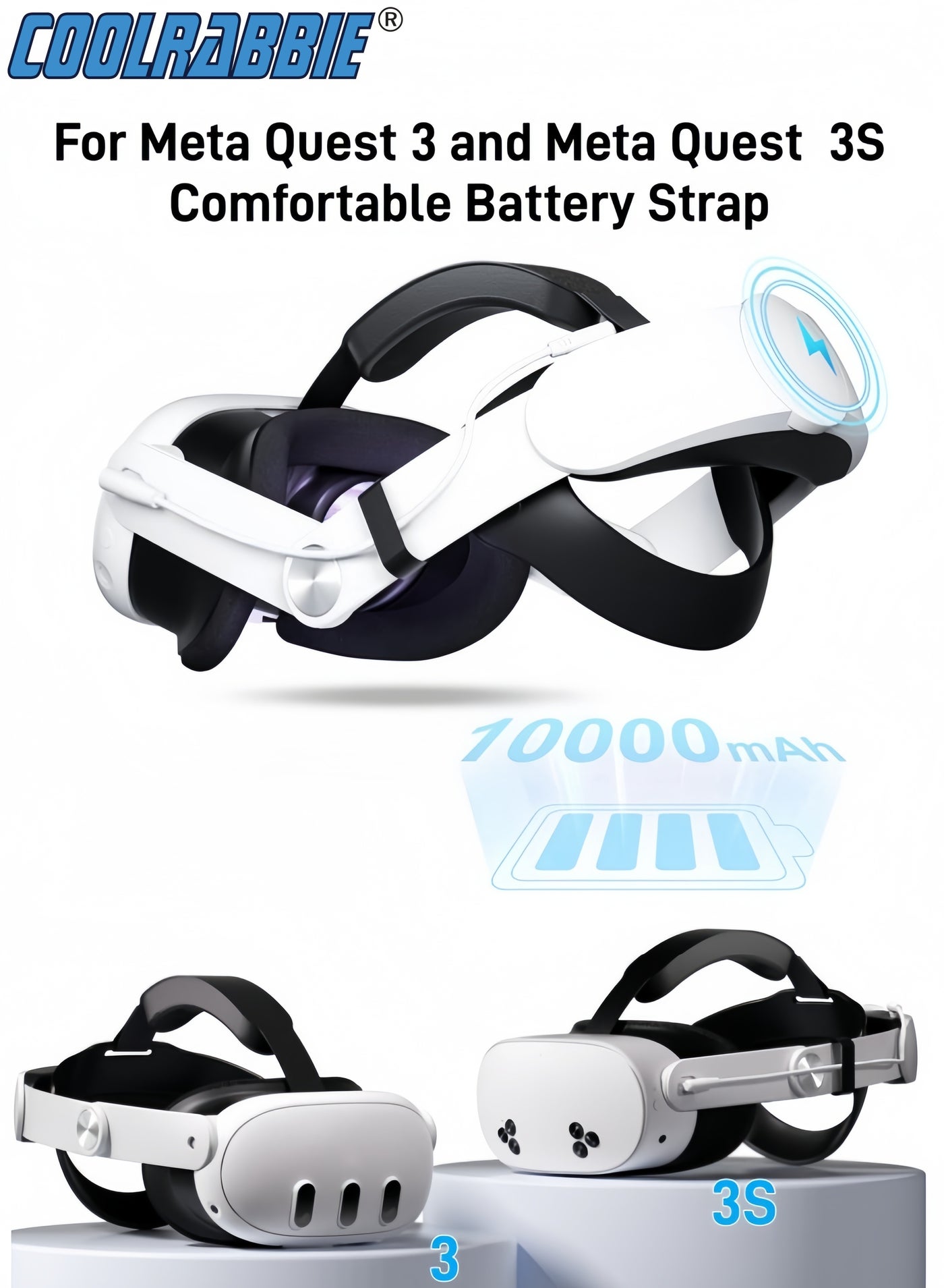 Compare Head Strap Battery Compatible with OculusMeta Quest 3SQuest 310000mAh Elite Strap with Battery Pack Extend Playtime  Enhanced Support for Quest 3S  Replacement Battery Head Strap VR Accessories at KSA Price