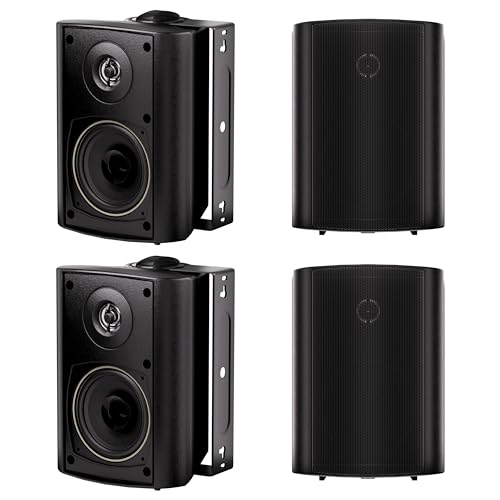 Compare Herdio 4 Inch Outdoor Speakers with Bluetooth 4 Channel Amplifier for Indoor Outdoor PatioDeck Waterproof Wall Mount System 4 Speakers at KSA Price