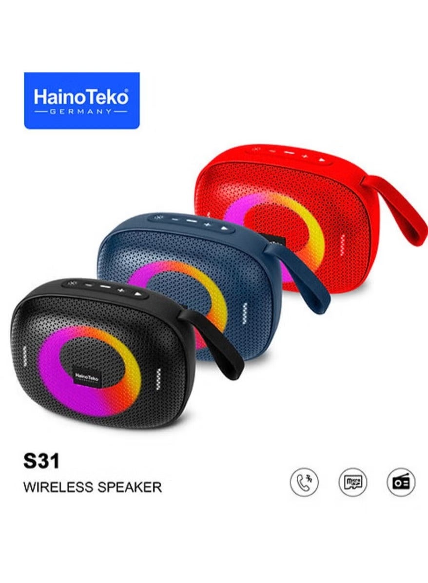 Compare S31 Portable Wireless Bluetooth Speaker – HighQuality Sound, Compact & Lightweight Red Bluetooth Speaker for Music, Outdoor Events, Parties, and Home Use at KSA Price