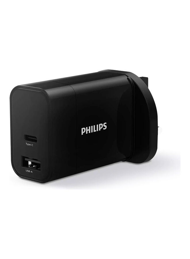 Compare 30W Dual Port Wall Charger With USBC And USBA Ports, Compact Adapter, Rapid Charging For iPhone, Android, Tablets, Smartwatches  Black at KSA Price