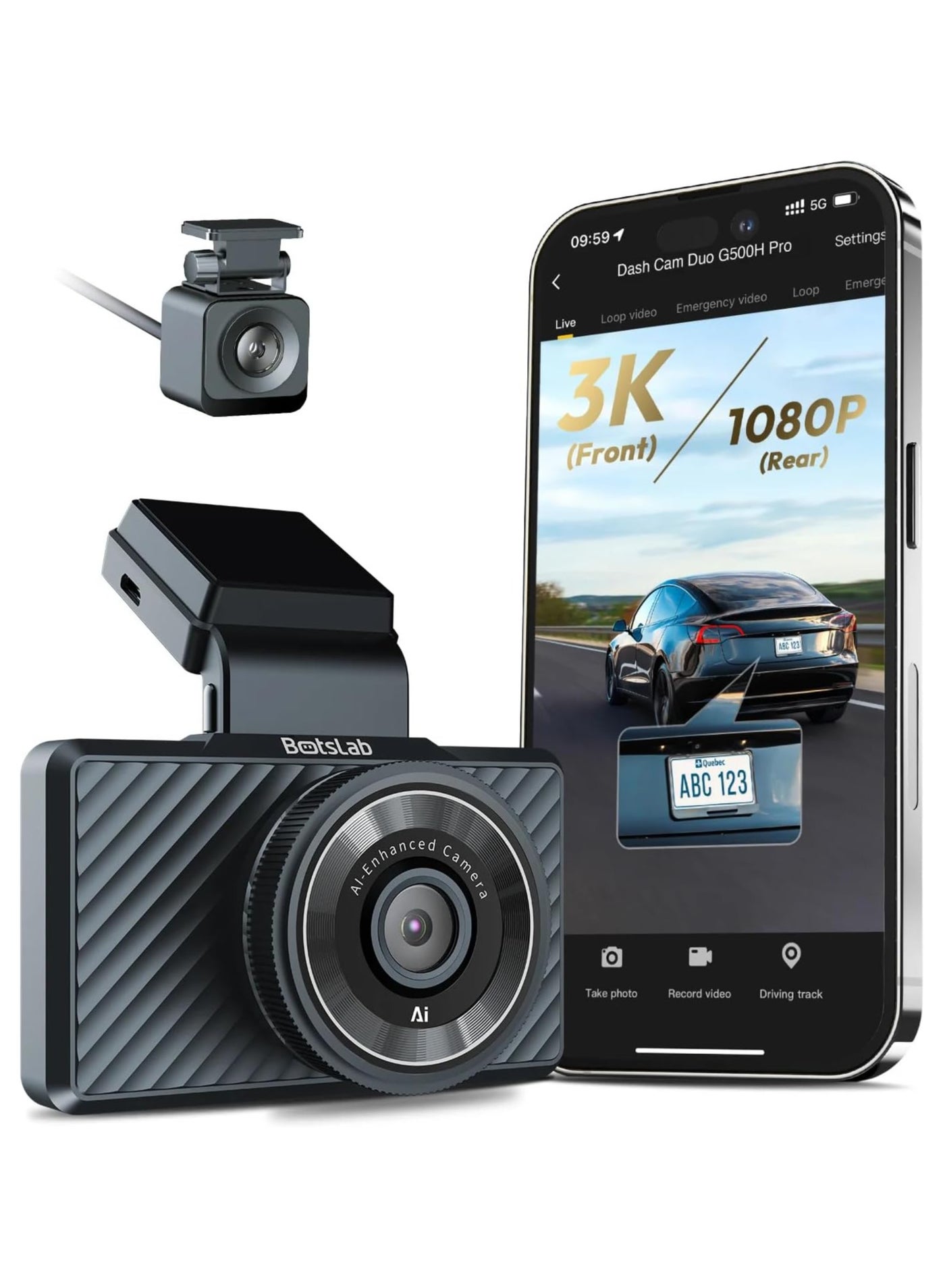 Compare G500H Pro Dash Cam 3K Front 1080 Rear ADAS Builtin GPS Front 5MP FHD Camera HD Night Vision at KSA Price