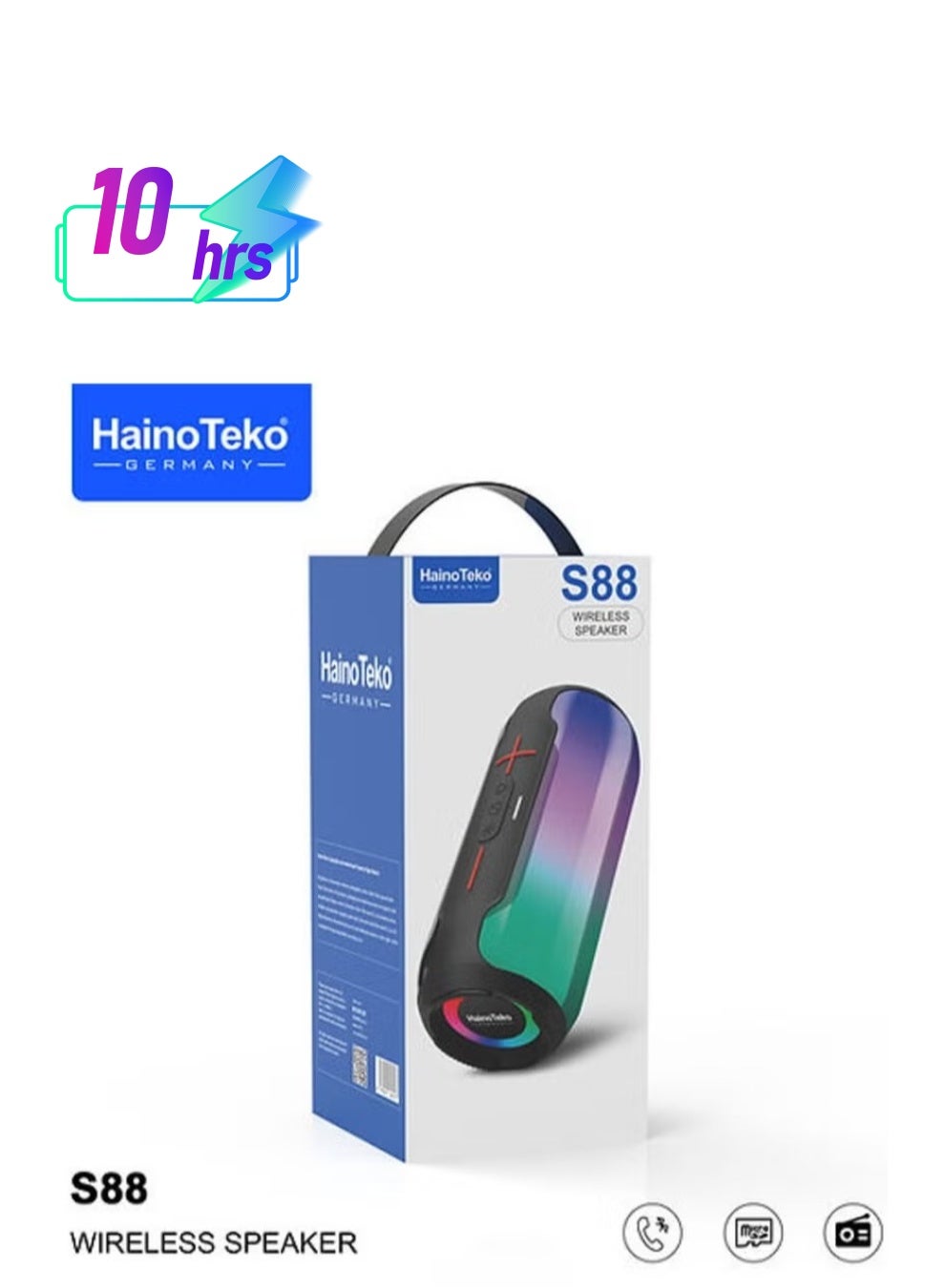 Compare S88 Wireless Bluetooth Speaker with LED Light, Button Control, and Powerful Sound – Sleek Black Design, 10Hour Battery Life, Deep Bass, Perfect for Home, Outdoor, and Parties at KSA Price