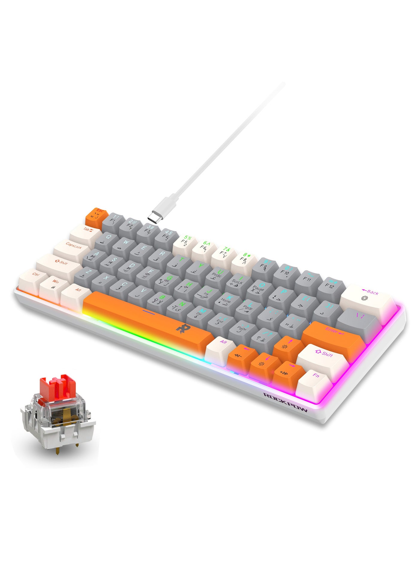 ROCK POW 60% Arabic English Mechanical Gaming…