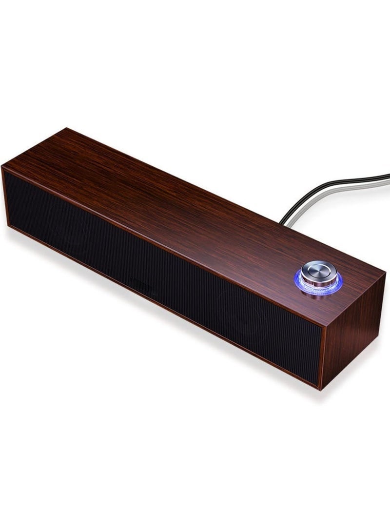 Compare Walnut Wood Bar Desktop Bluetooth Speaker, Dual Driver 4D Surround Sound Computer Soundbar, USB Powered at KSA Price