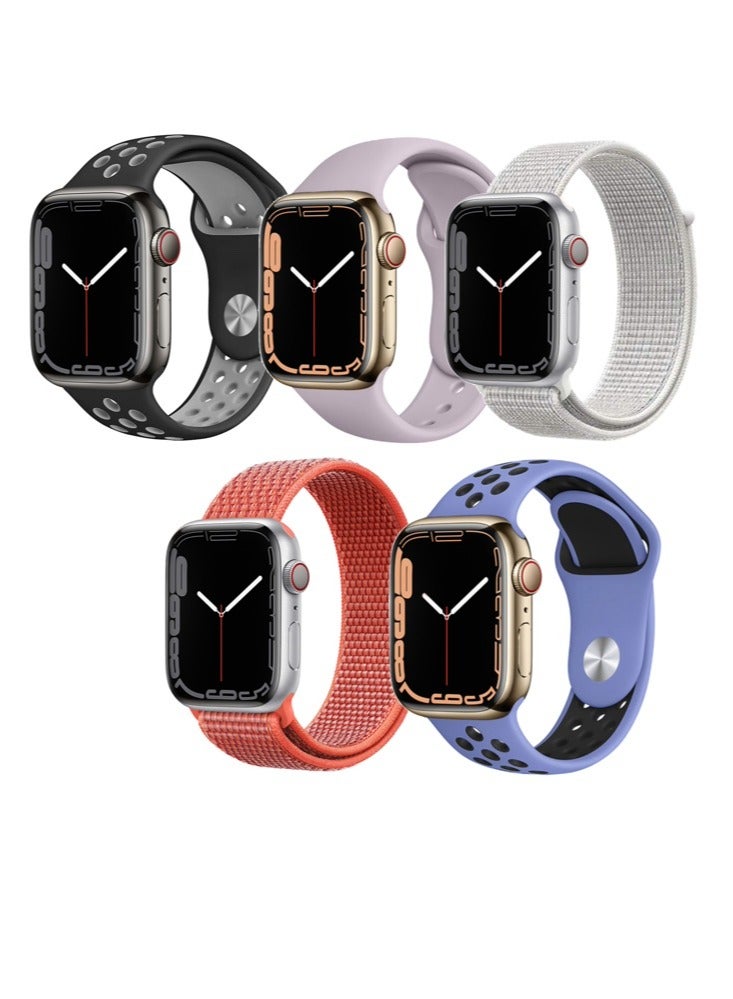 Compare 5pcs Watch Bands Replacement for Apple Watch Strap Compatible with Apple Watch 42414038mm Series 10987654SE at KSA Price