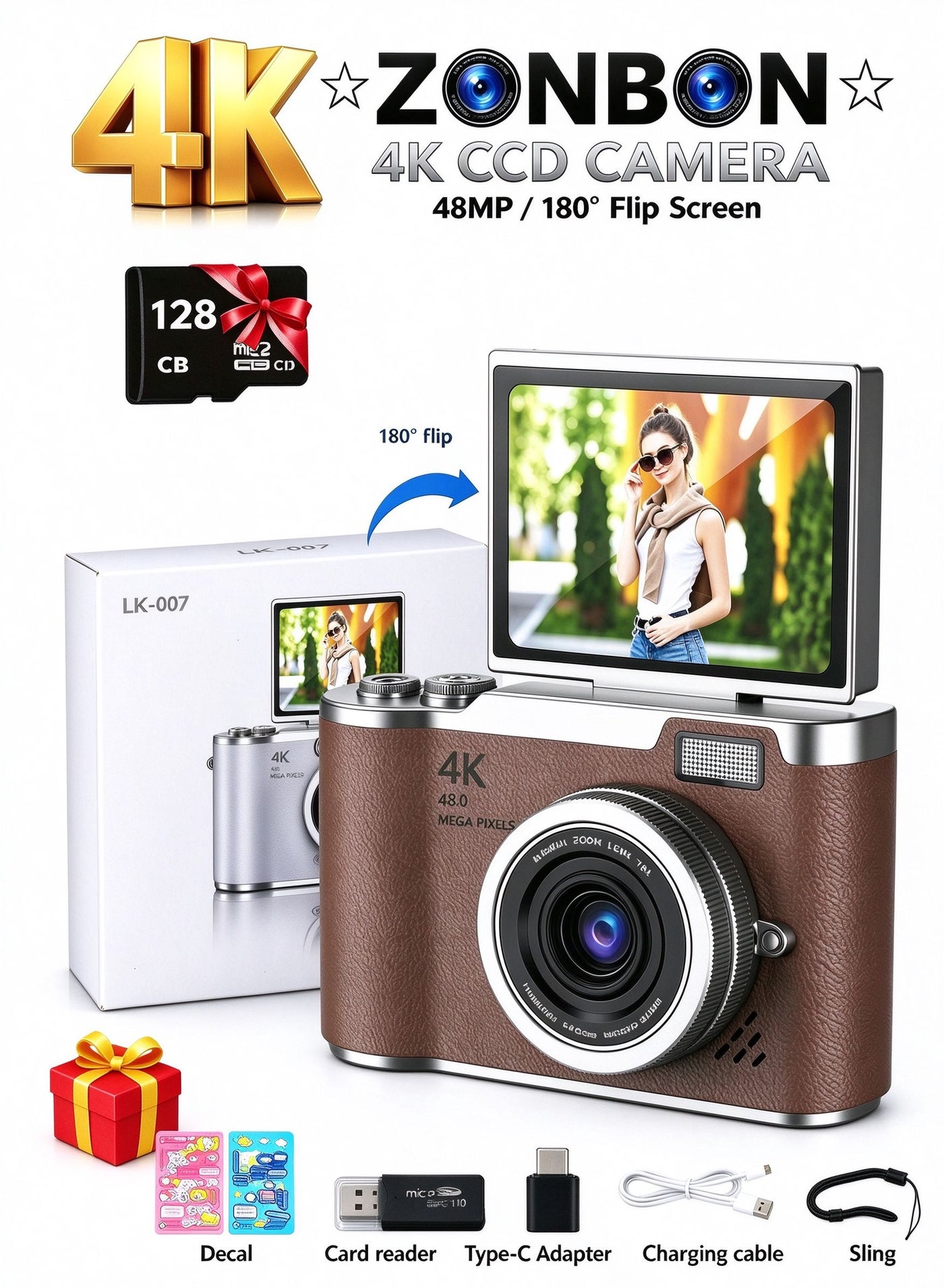 4k CCD Digital Zoom Student Digital Camera 48MP Portable…