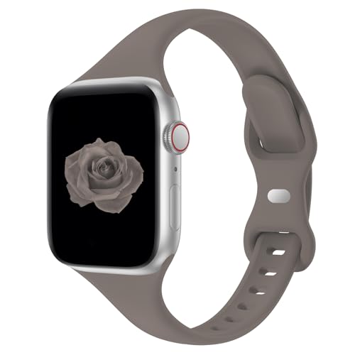 Compare Thin Slim Band Compatible with Apple Watch 38mm 40mm 41mm 42mm 44mm 45mm 46mm 49mm Replacement Silicone Sport Strap for iWatch Series 1110987654321 Ultra SE Women Men Clay at KSA Price