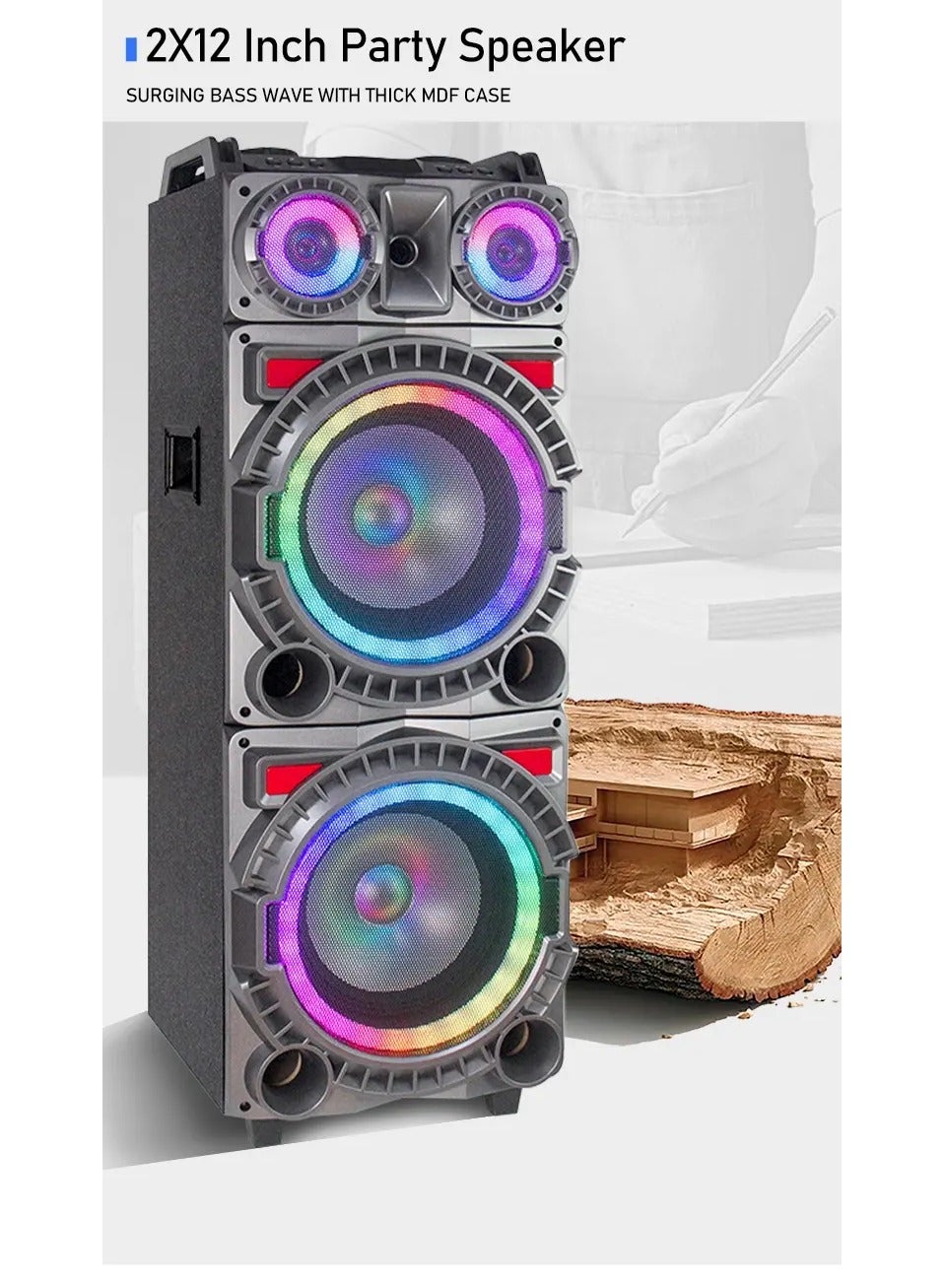 Compare DLC hot disco light party dj wireless outdoor speaker subwoofer 12 inch at KSA Price