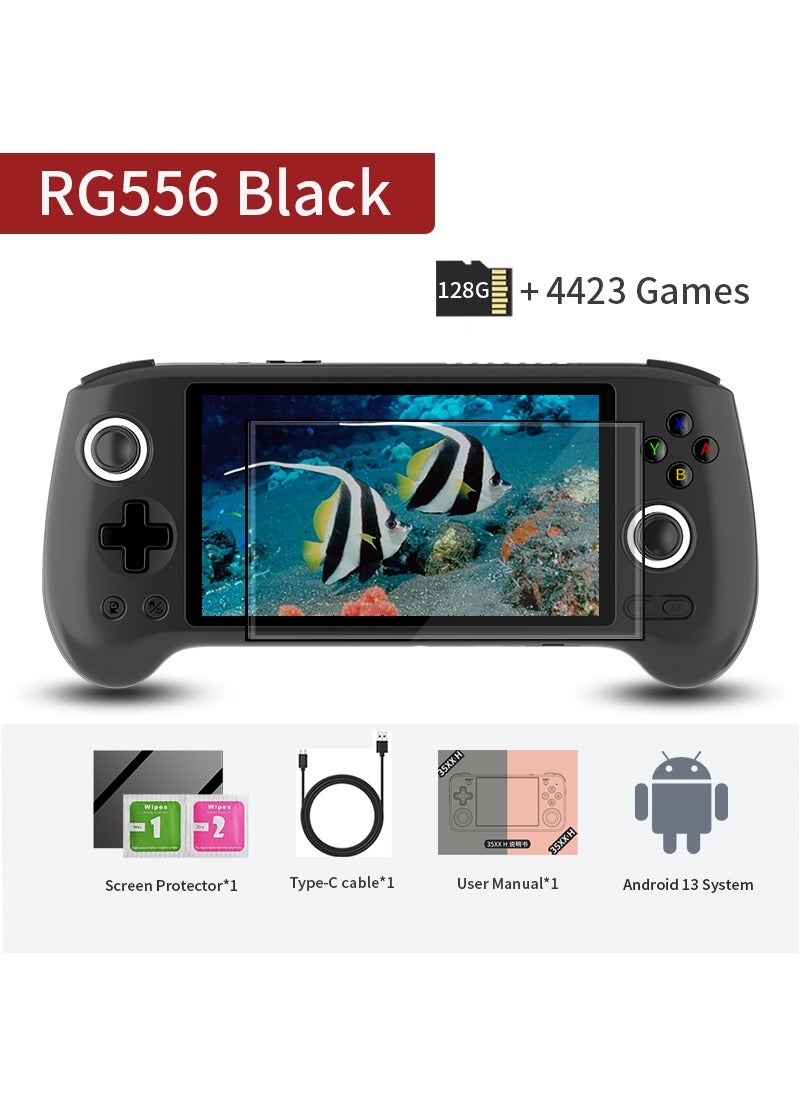 Compare ANBERNIC RG556 Handheld Game Console Unisoc T820 Android 13 5.48 inch AMOLED Screen 5500mAh WIFI Bluetooth Retro Video Players Black 128G at KSA Price