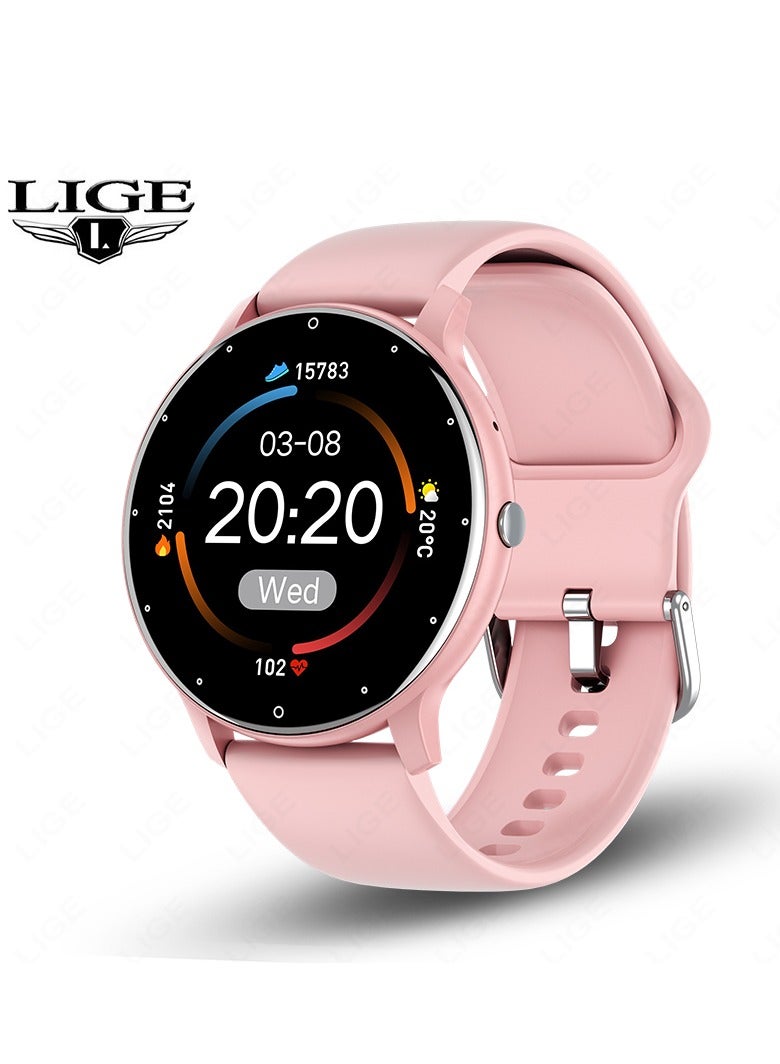 Compare Smart Watch 1.28 inch Full Touch Screen Sport Tracker Watch Waterproof Bluetooth Silicone Strap Pink for Women at KSA Price