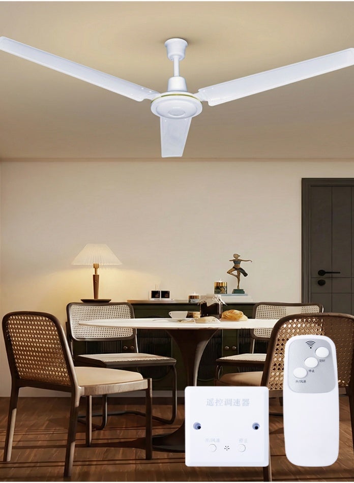Compare 56 Inch Ceiling Fan with Remote 5 Speed Control 60W Silent Motor High Airflow Energy Saving Metal Blades for Home Bedroom Living Room at KSA Price