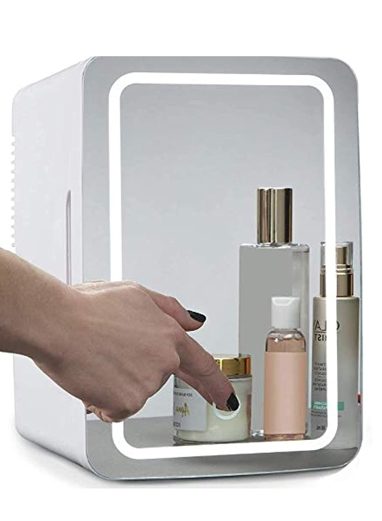 Compare Portable Fridge for Car ,Skincare Fridge with Dimmable LED Light Mirror for Dorm & Office, Portable Cooler & Warmer Small Compact Refrigerator for Skincare, Makeup and Cosmetics, White at KSA Price