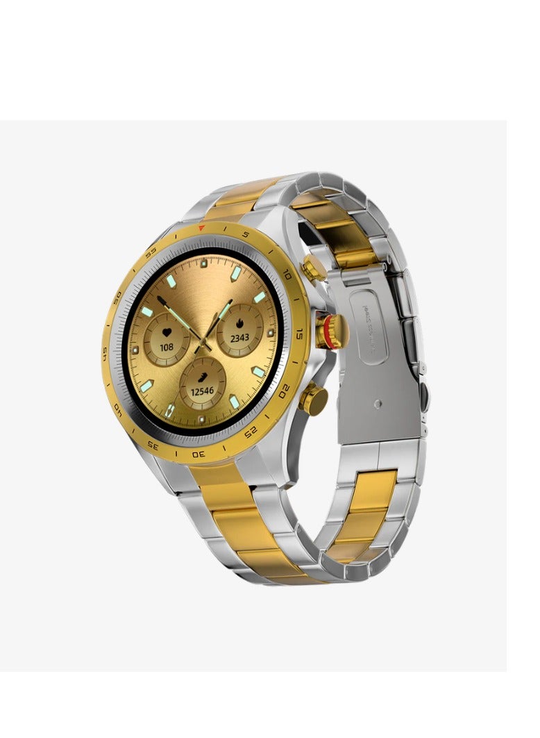 Compare FireBoltt Solace BSW155 Luxury Stainless Steel Smart Watch – 1.32” HD Display, Bluetooth Calling & 360° Health Monitoring Gold & Silver at KSA Price