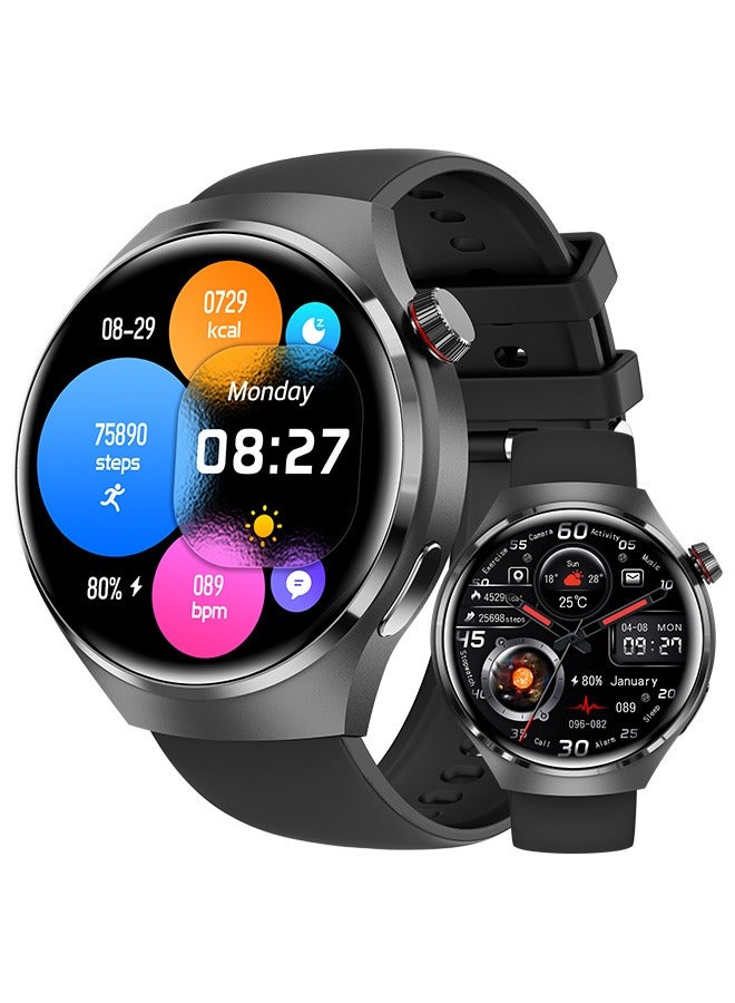 Men's Bluetooth Smartwatch Silver Metal Dial Black…