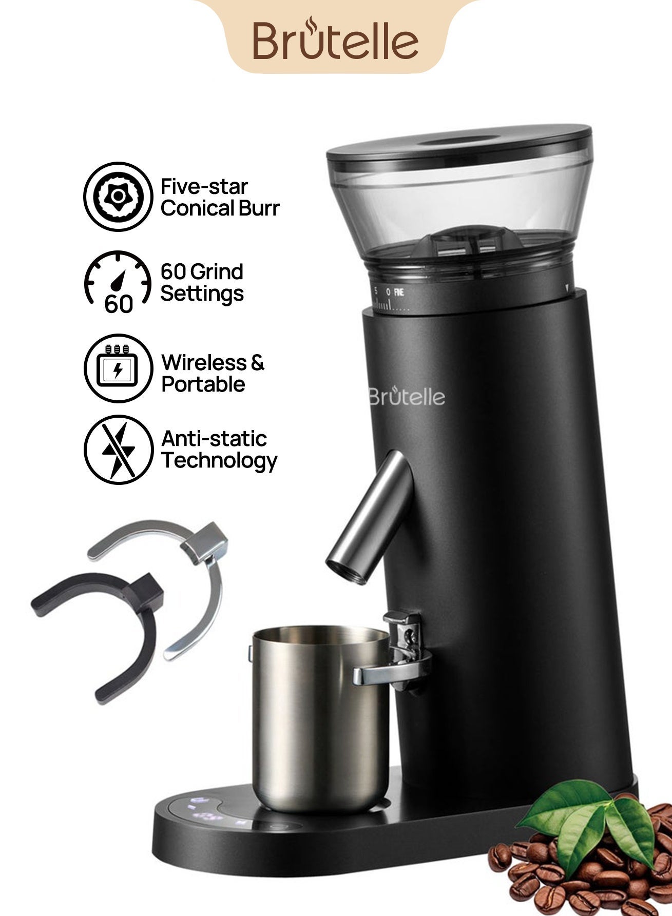 Compare Coffee Grinder Conical Burr Coffee Bean Grinder with 60 Adjustable Settings for V60 and 68 Cups for Home Office Coffee Corner at KSA Price