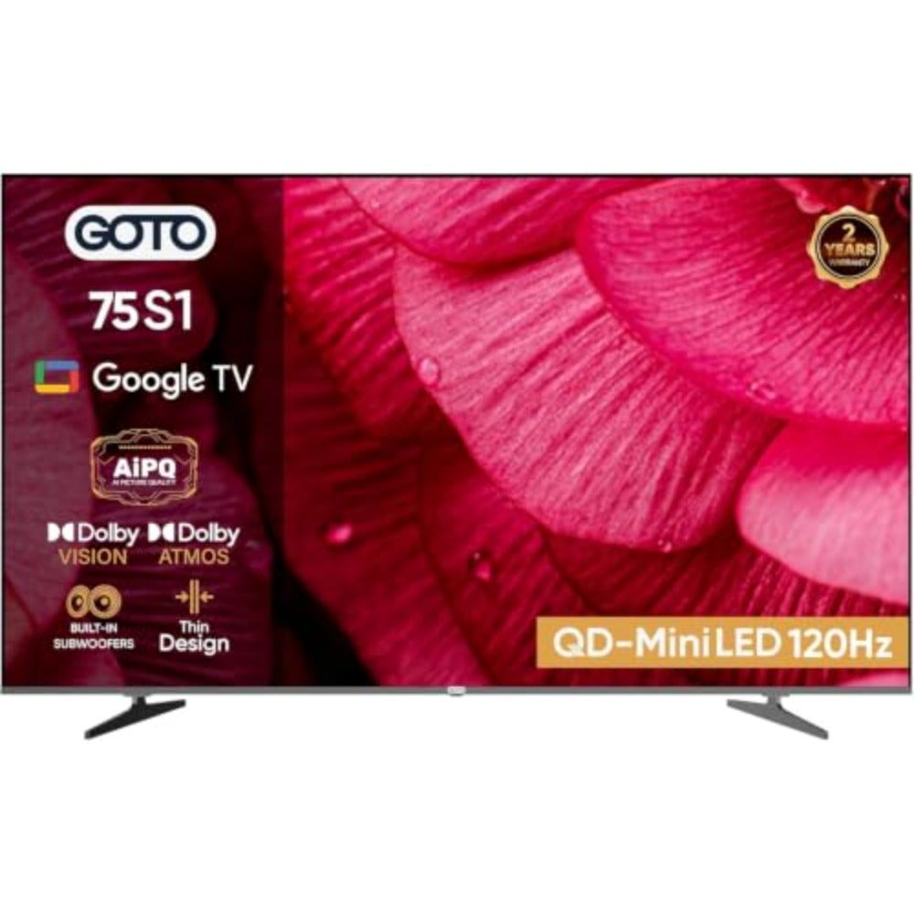 Compare 75 4K QDMiniLED Google TV 75S1 2026 HDR110+, AiPQ, 120Hz, VRR Gaming Smart TV With BuiltIn Subwoofer Chromecast Dolby Vision Atmos, Bluetooth 5.1 2Year Brand Warranty at KSA Price