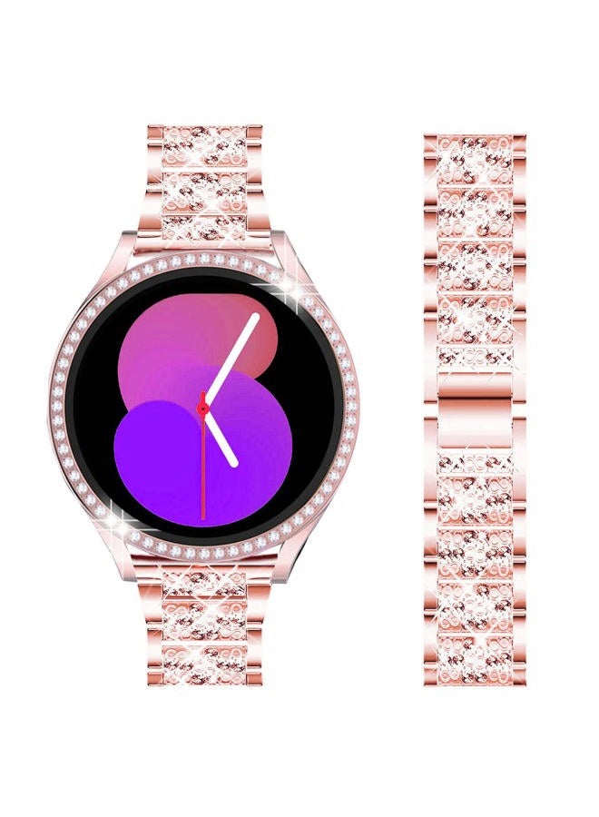 Compare Bands Compatible with Samsung Galaxy Watch FE  54 40mm, 20mm Slim Bling Rhinestone Diamond Metal Strap with Protective Case Replacement Bracelet and Cover for Women Men 40mm, Rose pink at KSA Price