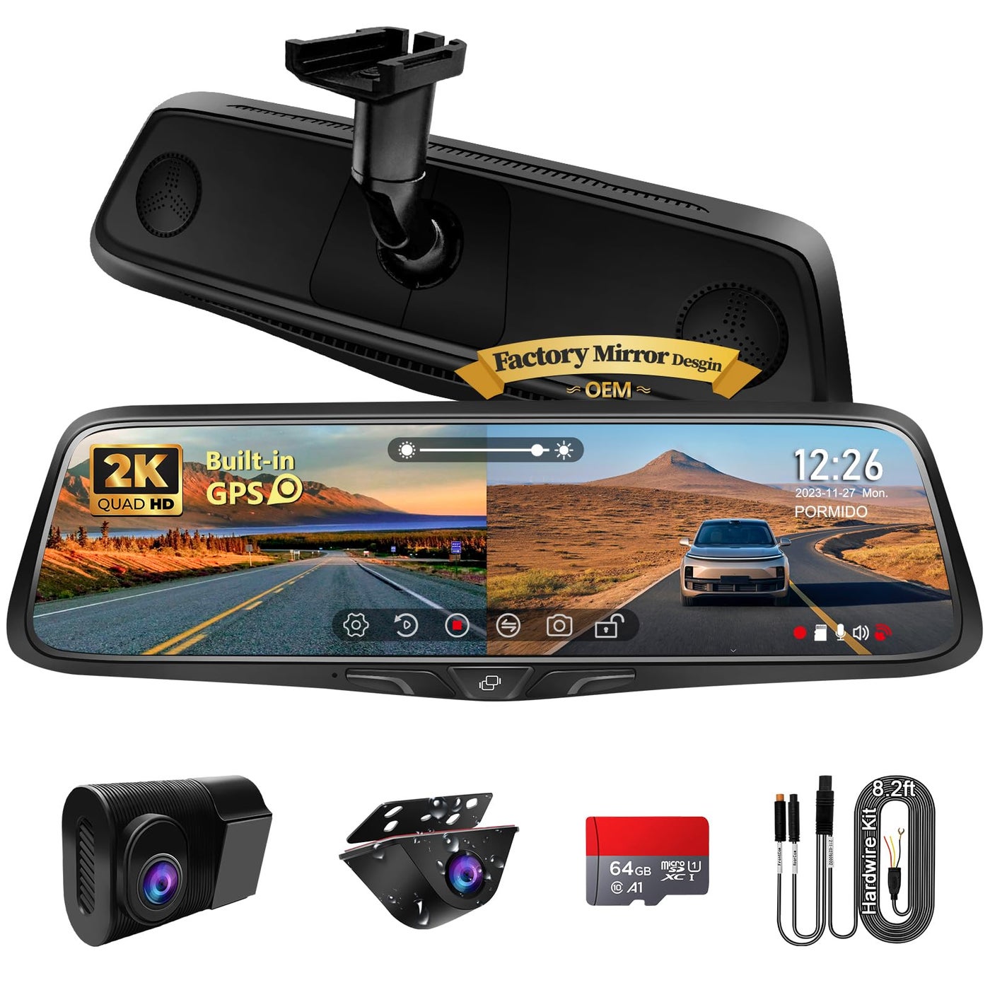 PORMIDO OEM 2K Rear View Mirror Camera10 Mirror…