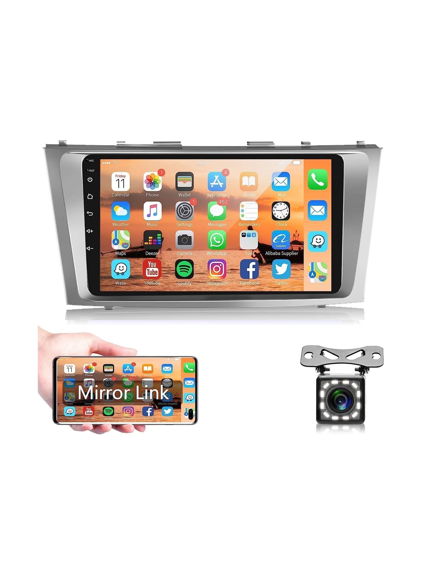 Compare Android Car Stereo for Toyota Camry 2006 2007 2008 2009 2010 2011 6GB RAM 128GB ROM Support SIM Card, Apple Carplay, MirrorLink WiFi BT, 9 Inch IPS Touch Screen with Backup Camera Included at KSA Price
