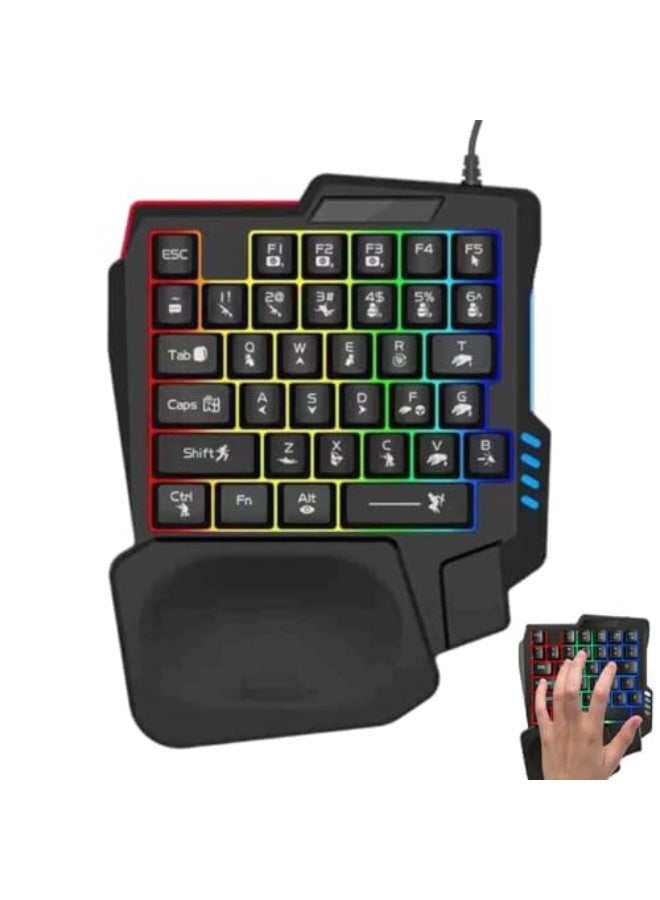 One Handed Keyboard With Wrist Rest, 35 Keys…