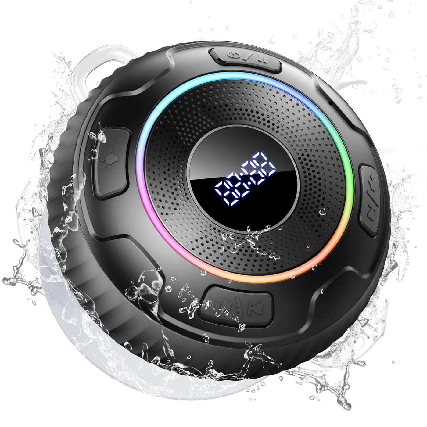 Compare Hupoaf Bluetooth Shower Speaker, Bluetooth Speaker 5.3, 6D Sound, Portable Speaker with Suction CupHook, IPX7 Waterproof, with LED LightTime Display, for OutdoorPartyBathroomKayakGift at KSA Price