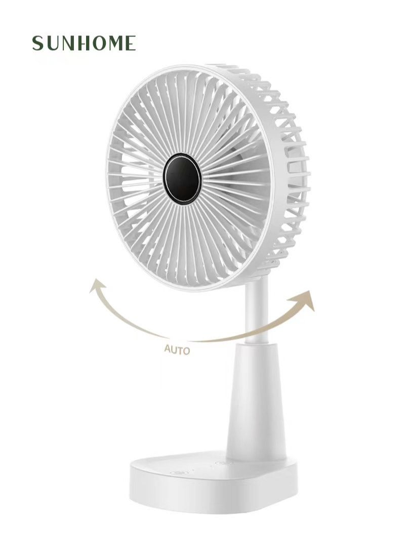 Compare 3Speeds Mini Adjustable Automatic Swing Air Flow Desktop Fan 9W HH196 White at KSA Price
