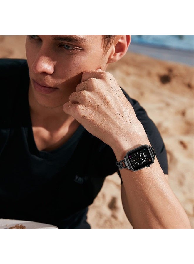 Compare Solid Stainless Steel Band Compatible with Apple Watch 41mm 40mm 38mm, Metal Strap for iWatch Series 8 7 6 5 4 3 2 1 SE Women and Men,Black at KSA Price