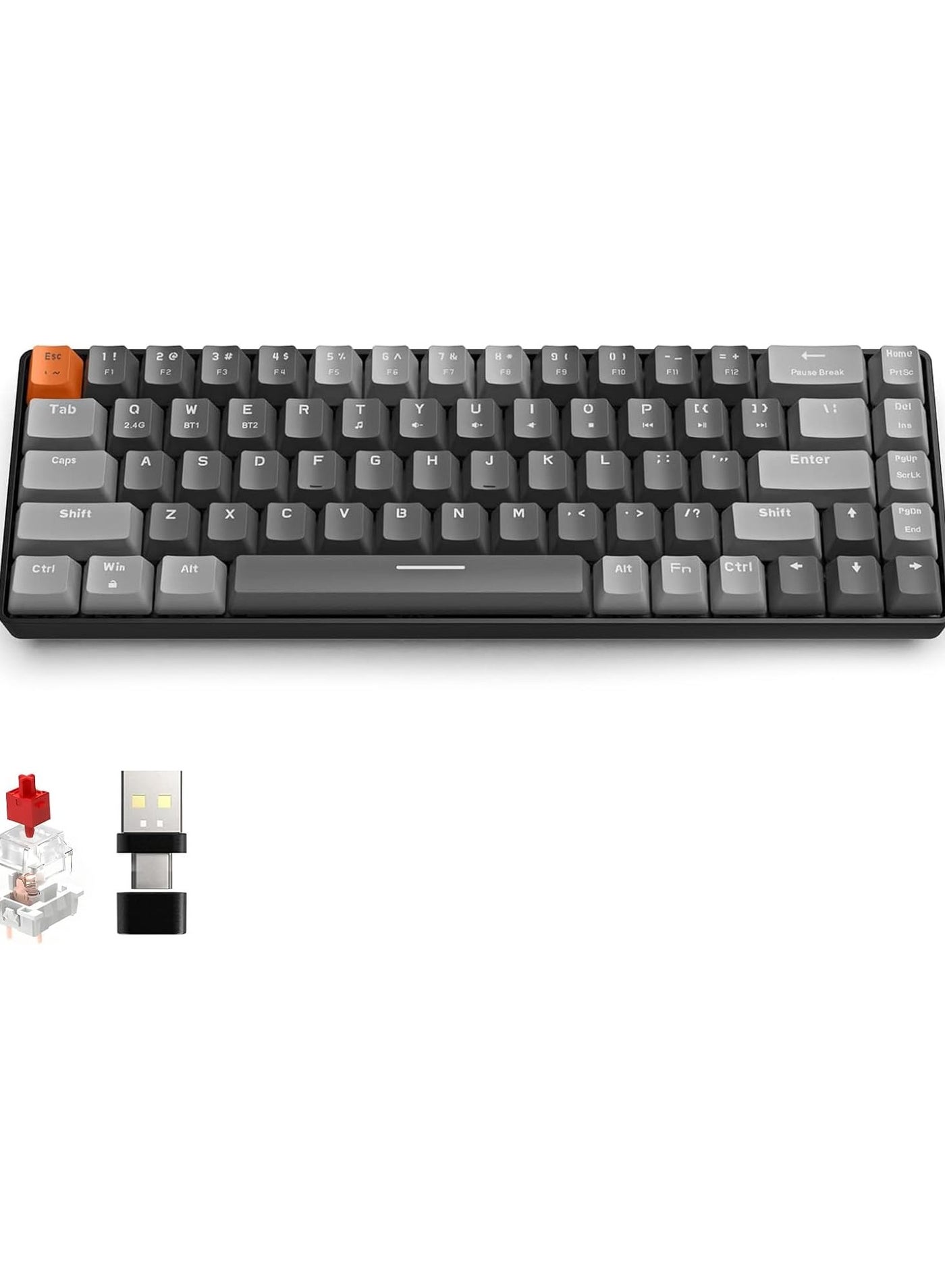 Compare K68 Wireless Mechanical Keyboard, Bluetooth 5.02.4G 68Key Hot Swappable Professional Keyboard with Keycap Puller, Red Switch for Mac Windows Business Grey at KSA Price