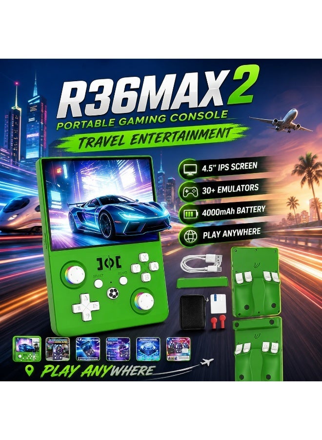 Compare R36MAX 2 Retro Handheld Game Console | 4.5Inch IPS HD Display Portable Gaming Device | 1.5GHz HighSpeed CPU | Supports 30+ Emulators | 4000mAh Long Battery Life | Classic Retro Video Game Console – Green at KSA Price