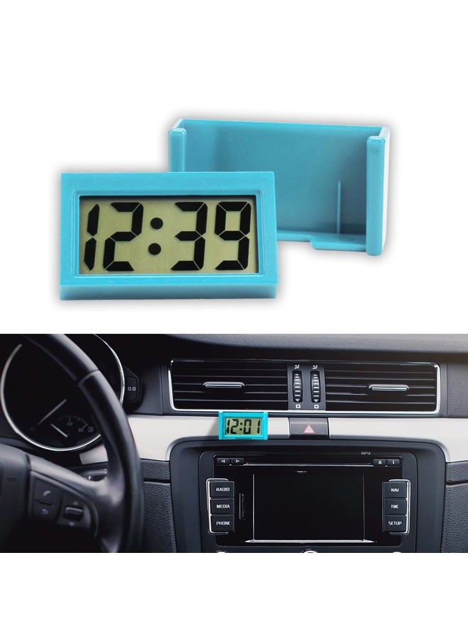 Compare Small Electronic Dashboard Car Time Clock SelfAdhesive Mini Car Electronic Clock, Simple Car Accessories LCD Screen Home Digital Display Clock with Stand for Car, Office Blue at KSA Price