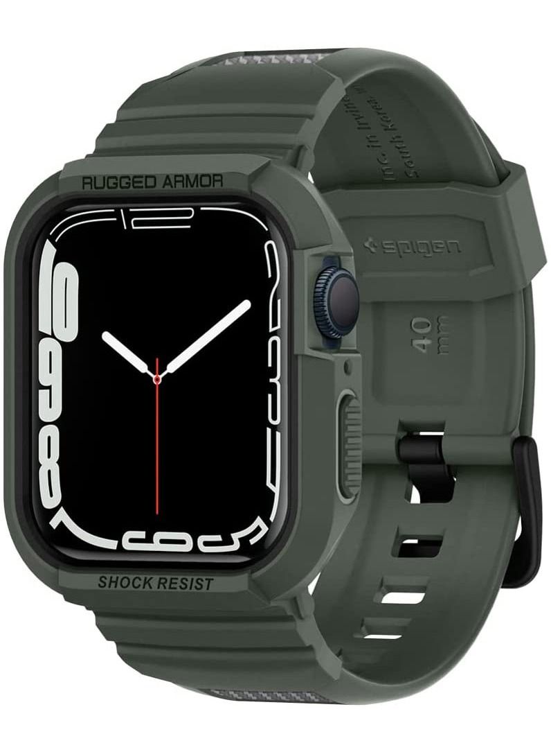 Compare Rugged Armor Pro Apple Watch Band with Case for Series 9  8 7 41mm and Series 6SE54 40mm  Military Green at KSA Price