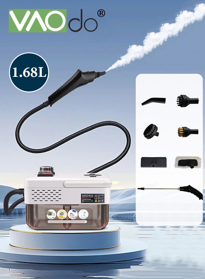 Compare Handheld Steam Cleaner with 7PCS Accessories, 1.68L Tank, 10s Fast Heating, MultiPurpose Hightemperature Steam Cleaning Machine for Home Use, for Home Furniture Car Detailing Kitchen Bathroom Grout and Tile at KSA Price