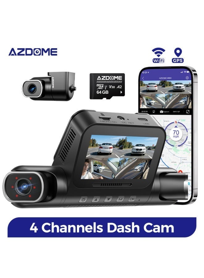 Compare M350 Upgraded M660 4Ch Dash Cam with 2K Front + 1K Rear + 1K+1K Interior, with Apple Find My, Super Capacitor, Advanced Image Sensor, GPS, 5G WiFi, Voice Control, Apple Find My, 24H Parking Monitor at KSA Price